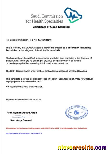 Saudi Arabia certificate of good standing